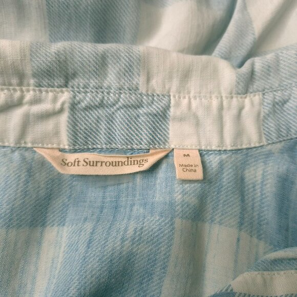 Soft Surroundings Womens Button Up Shirt Medium Plaid Long Sleeve Top Tunic - Picture 5 of 6